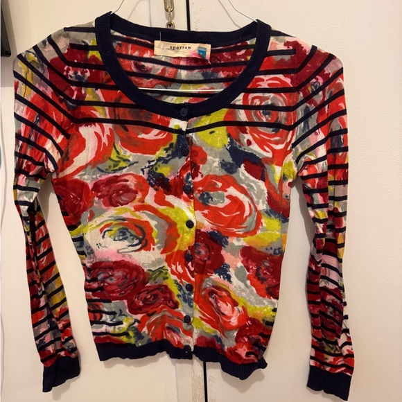Anthropologie Sweaters - Anthropologie Floral Bright Long Sleeve Sweater Cardigan